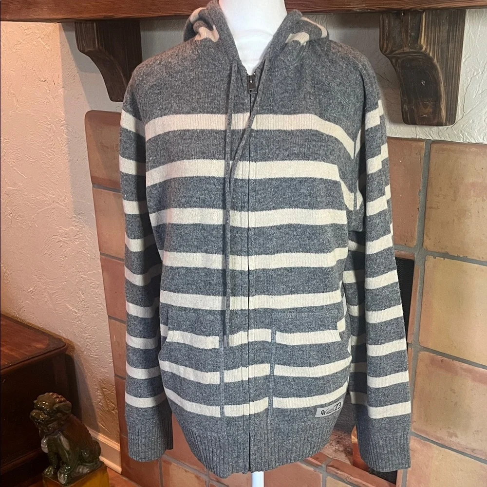 GANT Original Rugger Striped Lambswool Zip Up Hoodie, size 2XL